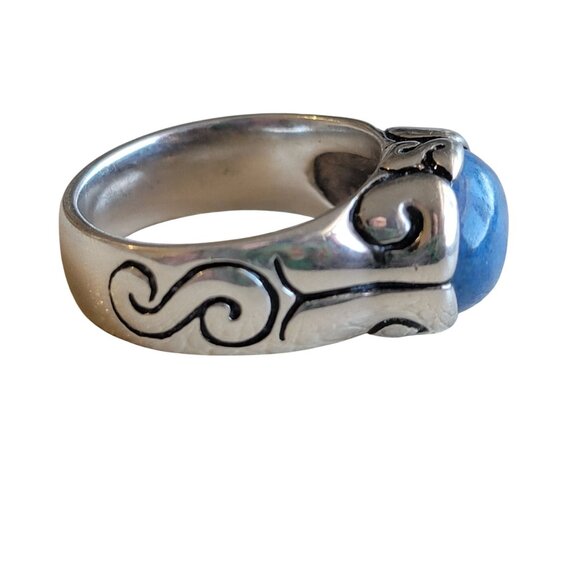Sterling Silver Espo Tribal Ring With Blue Sodalite Stone Size 8-8.5 - Picture 2 of 9